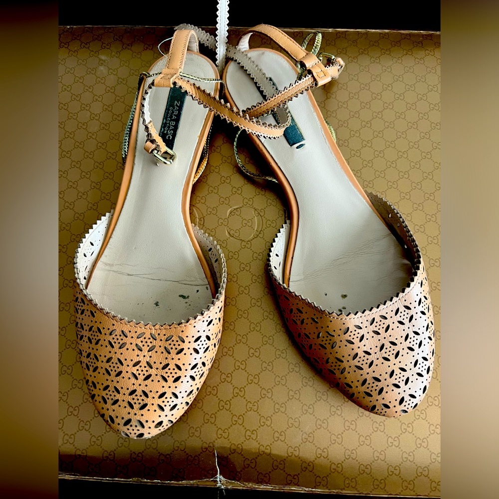 Zara Brown Leather Ballet Flats